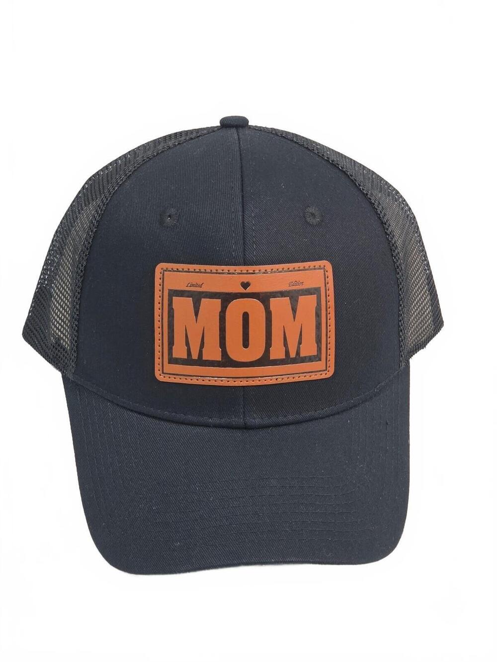 Black Mesh Back Trucker Hat with MOM Patch